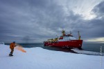 RRS Ernest Shackleton departing Halley