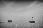 Nansen sledges in front of the Modules