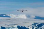 Twin Otter on finals in Rothera after a day of flying