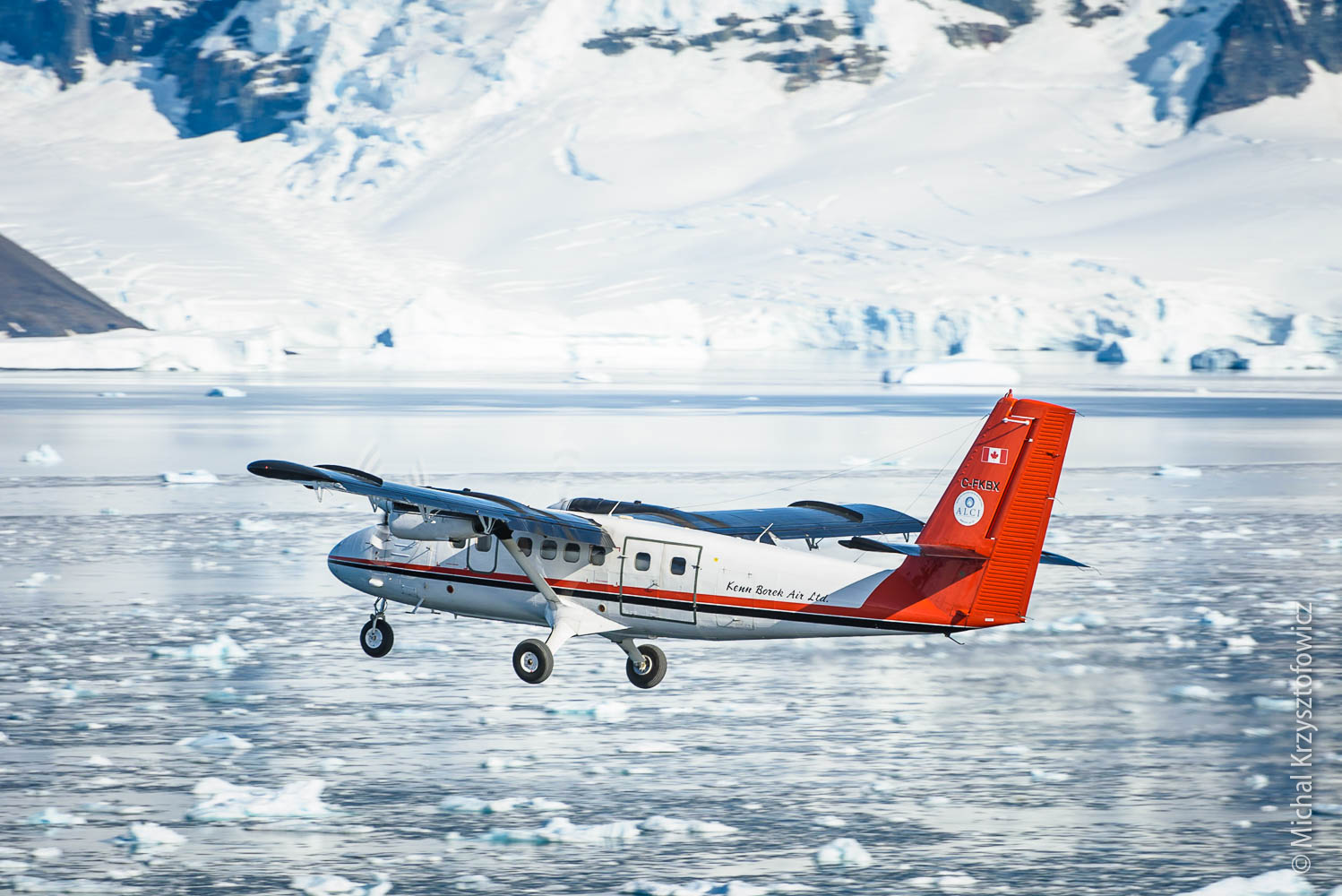 Kenn Borek Twin Otter after take off from Rothera